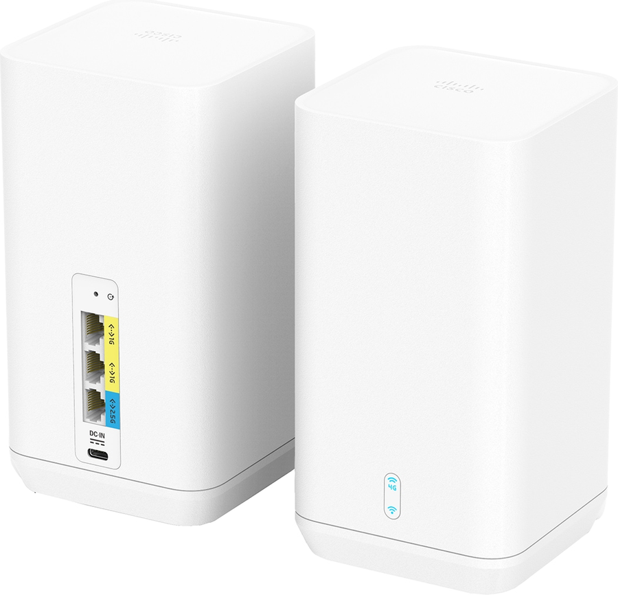 Cisco Catalyst CG113 wireless gateway, two white desktop units shown front and rear