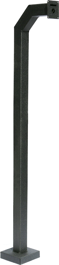Pedestal PRO 72-3-12 mounting pedestal, a tall black steel gooseneck post with a reader plate