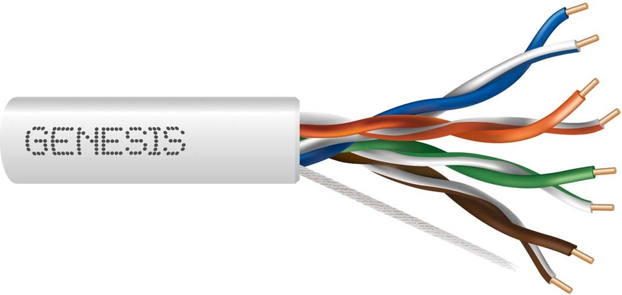 Genesis four-pair Category 6 U/UTP cable with the twisted pairs fanned out of the jacket