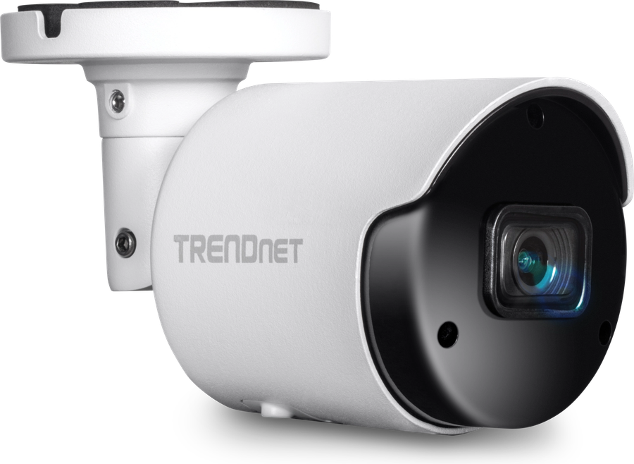 TRENDnet TV-IP1514PI network camera, white outdoor bullet unit on a mounting arm