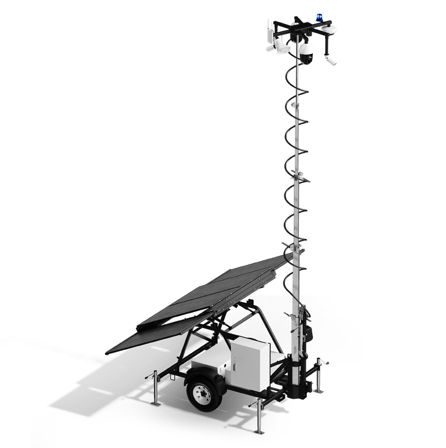 Verkada security trailer, mobile unit with integrated cameras and mounting hardware